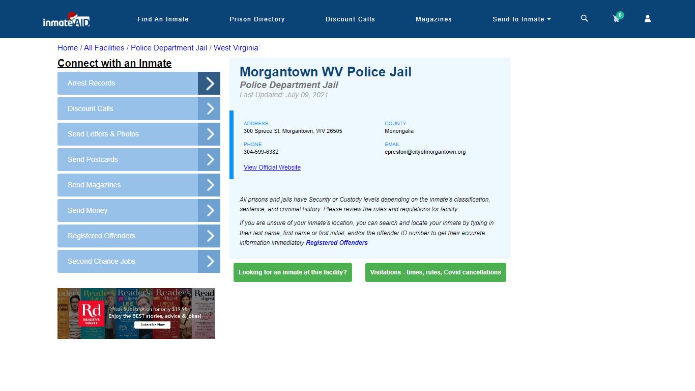 Morgantown WV Police Jail & Inmate Search - Morgantown, WV